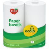 Полотенца бумажные Ruta Ecolo, белые 2-слойные, 45 отрывов, 2 рулона ХР-00538 фото
