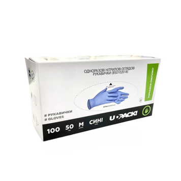 Перчатки нитриловые (М) синие UDPACK (3,0 гр), 100 шт КФ-03757 фото