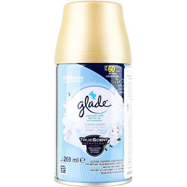 Glade Баллон 269 мл "Свежесть белья" сменный для автоматического освежителя КФ-02432 фото Glade Баллон 269 мл "Свежесть белья" сменный для автоматического освежителя КФ-02432 фото